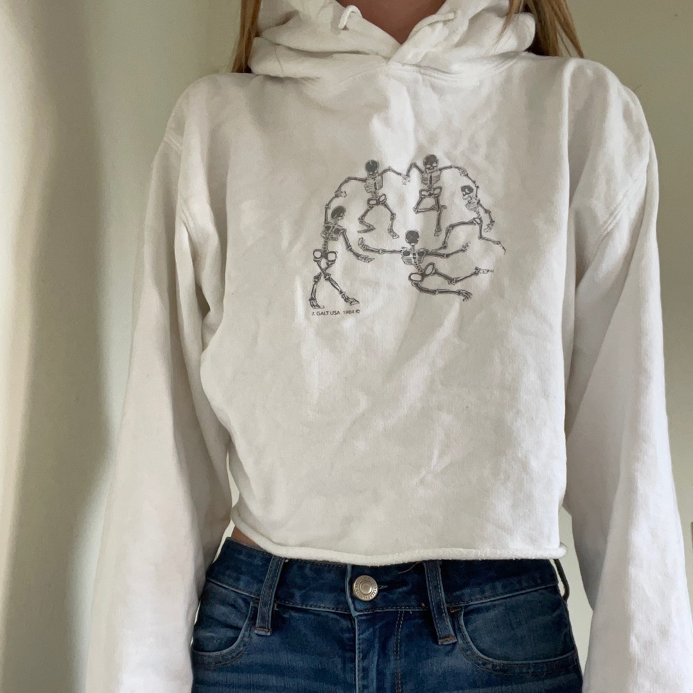 Brandy Melville Cropped White Hoodie